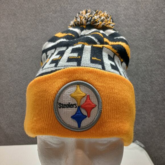 Pittsburgh Steelers Knit Cuffed Beanie Pom Hat Adult - Picture 1 of 5